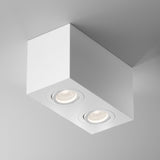Mobility and control feature of the Atom Twin Adjustable Rectangular Surface Mounted Downlight in white, ideal for flexible lighting needs.