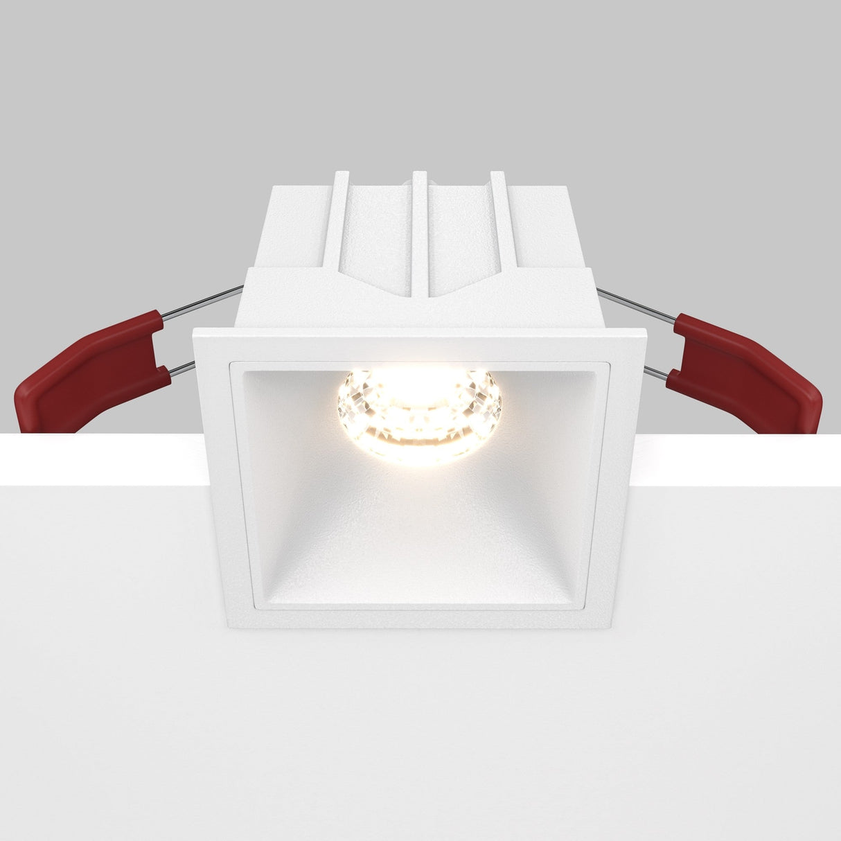 Alfa LED Square Downlight control features in White, ideal for fixed recessed applications