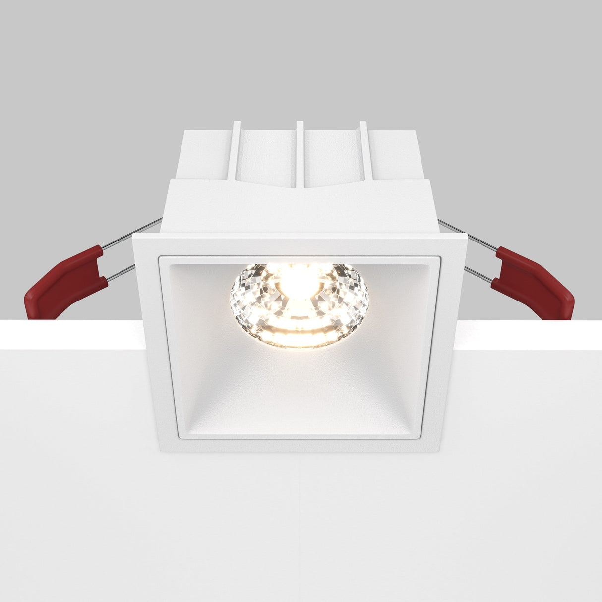 Alfa LED recessed downlight with mobility and control feature, offering easy adjustment in square design
