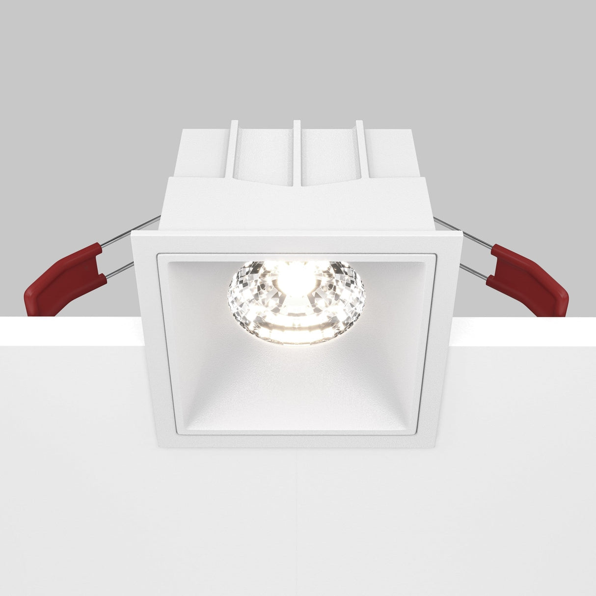 Mobility and control feature of the Alfa LED Dimmable Fixed Square Recessed Downlight in white, enhancing lighting versatility.
