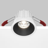 Mobility and control feature of the Alfa LED Fixed Round Recessed Downlight in white and black, allowing precise lighting control.