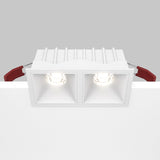 Mobility and control feature of the Alfa LED Dimmable Fixed Square Recessed Twin Downlight, showcasing adjustable light control.
