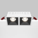 Mobility and control feature of the Alfa LED Dimmable Fixed Square Recessed Twin Downlight, highlighting adjustable functionality.