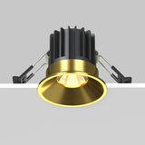 Control and mobility features of round LED recessed downlight in brass, enhancing the flexibility of installation.