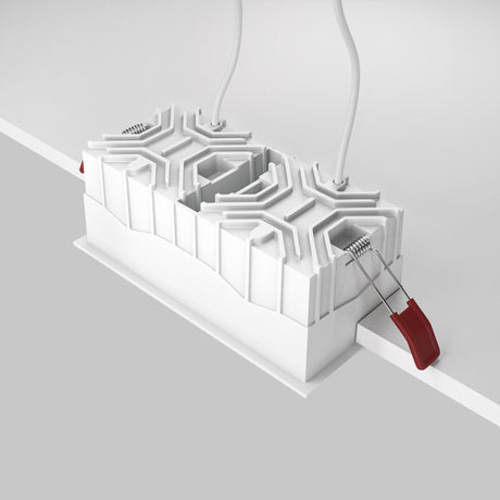 Mounting components for the Alfa LED Twin Fixed Square Recessed Downlight in white, providing easy installation.