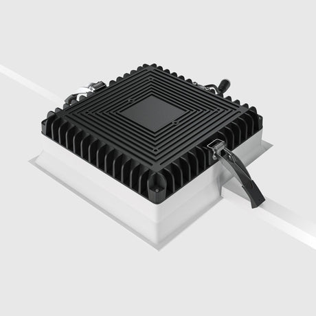 Mounting components of Okno LED Square Recessed Downlight in White, enhancing ease of installation for recessed lighting setups.