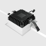 Mounting components for Okno LED Square Recessed Downlight in white, showcasing compatibility with various ceiling setups