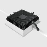 Mounting components of Okno LED Square Recessed Downlight in White, showcasing compatibility with recessed installations for easy setup.
