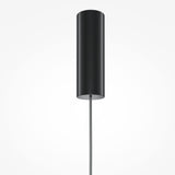 Introducing the Kyoto LED Pendant Light: featuring a sleek, black cylindrical design with glossy white glass. It hangs from a light grey cord against a plain white background, highlighting its modern and minimalist style with energy-efficient LED lighting.