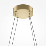 A brass ceiling fixture featuring three black wires showcases the Halo Dimmable LED Suspension Light 2600-3500K, set against a plain white background. The dimmable function and adjustable color temperature allow customizable lighting for any ambiance.