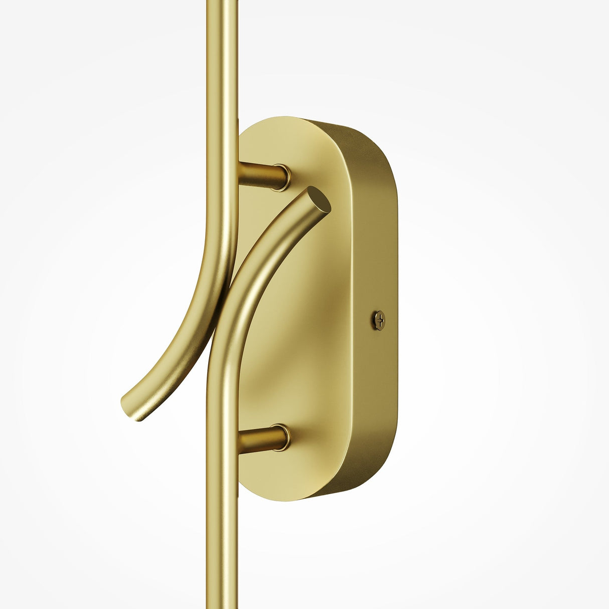 Close-up of a brass handle with a sleek vertical design, featuring a smooth grip and oval backplate against a light backdrop. Its elegance beautifully complements the Renaissance LED Wall Light - Brass, perfect for contemporary interiors.