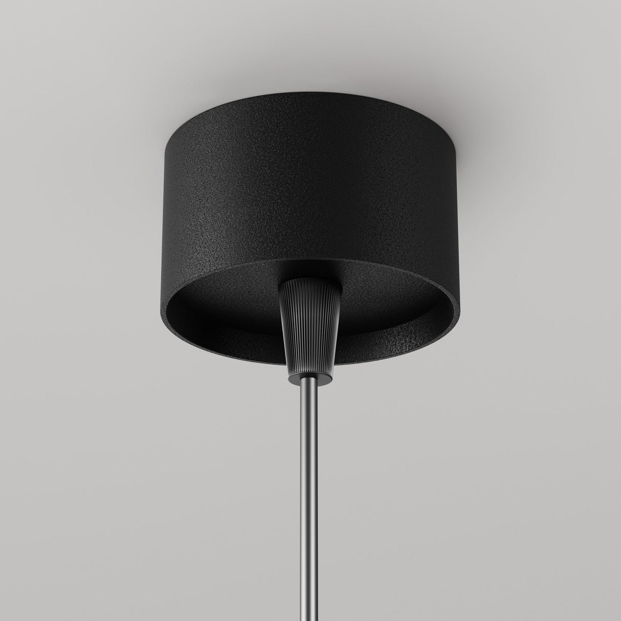 Mounting components for Focus LED Pendant Light in black, illustrating easy installation and compatibility