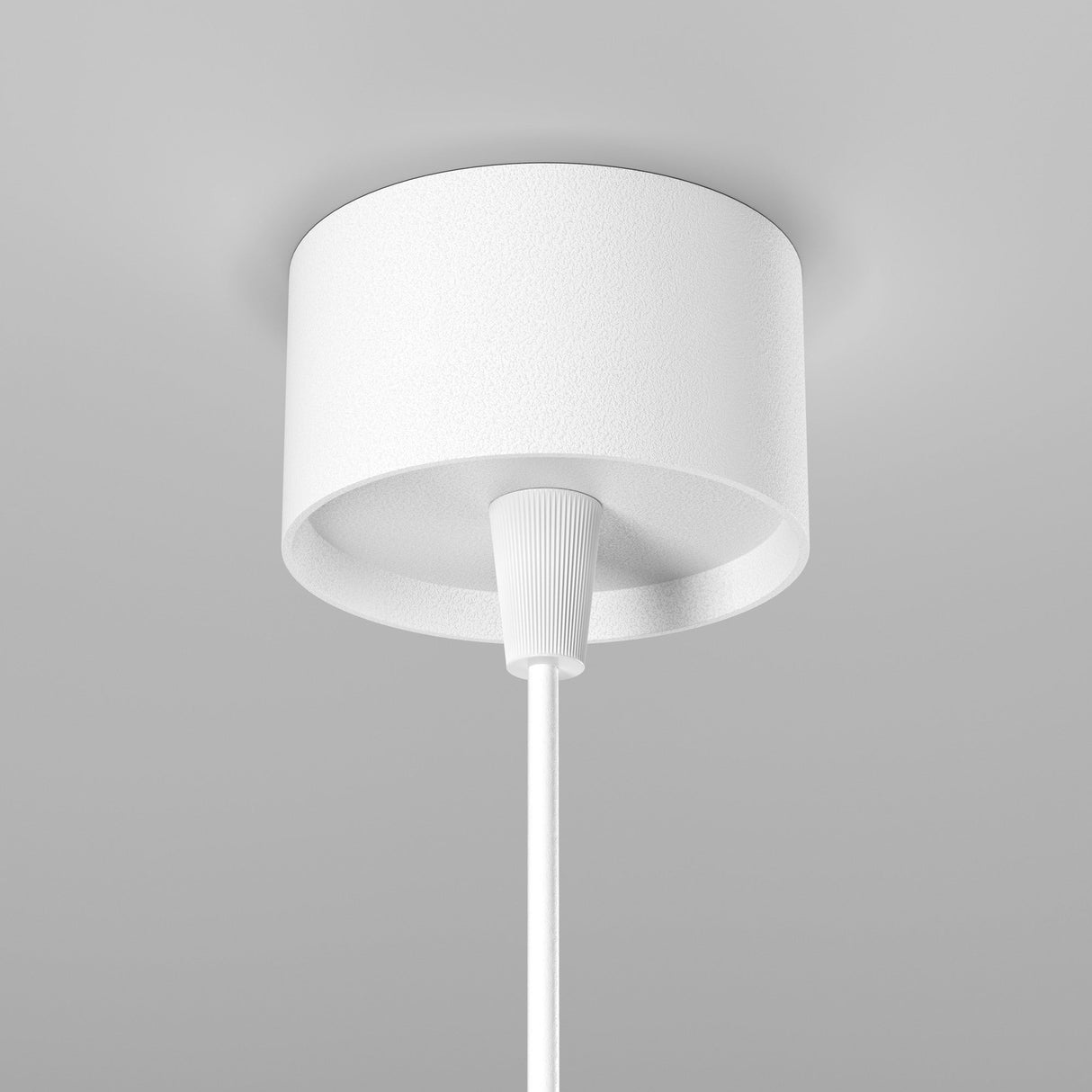Mounting components for Focus LED Pendant Light in white, demonstrating its compatibility and installation options