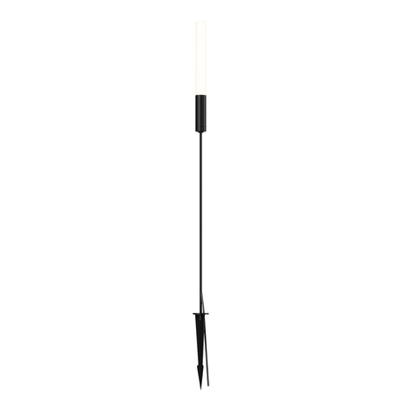 Maytoni Flare LED bollard light with slim white diffuser tube, graphite housing and ground stake, shown on a plain white background.