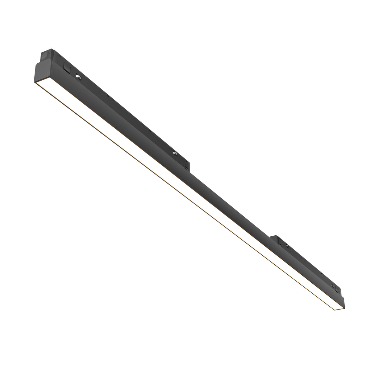 Maytoni Basis 1200mm linear track luminaire in matt black aluminium with integrated 30W LED diffuser, shown at an angle on a plain white background.