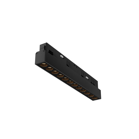 Maytoni Points LED Track Light in matt black aluminium with twelve recessed 2700K warm white LEDs behind an anti-glare baffle, shown on a white background.