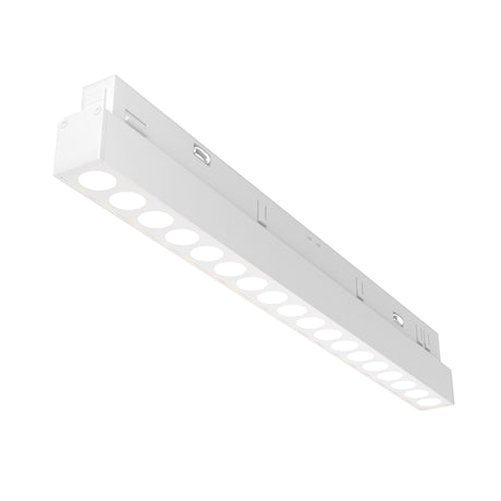 Maytoni Points 18W dimmable LED track light in white aluminium with a linear row of recessed round LED points, shown on a plain white background.