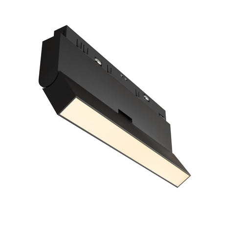 Maytoni Basis Rot 12W track light in matt black aluminium with a linear low-profile body and integrated LED panel, shown on a plain background.