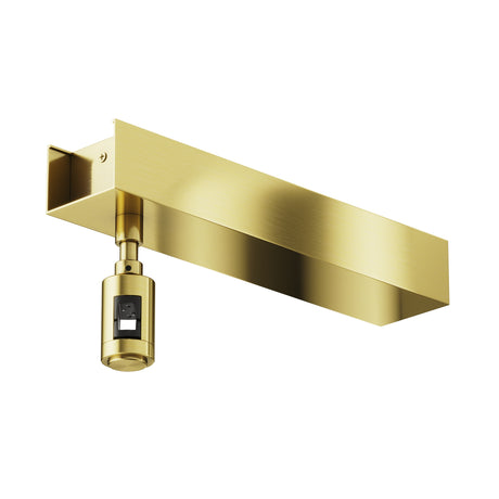 Maytoni Flarity brass track rail connector in brushed aluminium with adjustable spotlight head, shown on a plain white background.