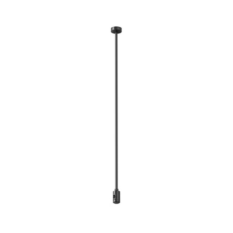 Maytoni Flarity 745mm track connector in black aluminium, ceiling-mounted vertical drop rod with connector fitting at the base, on a plain white background.