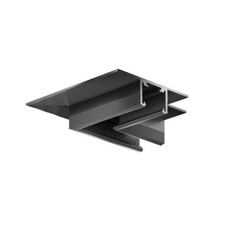 Maytoni Tenity recessed aluminium track profile in matt black, shown as an extruded channel section for flush ceiling installation on a plain white background.