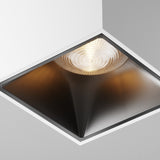 Close-up of Alfa LED Dimmable Square Surface Downlight in white, highlighting its smooth construction and sleek appearance
