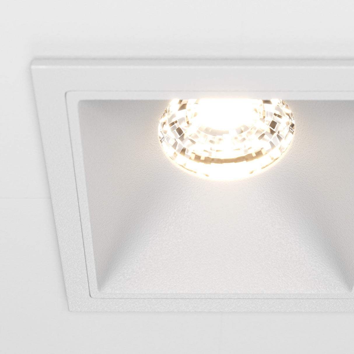 Alfa LED Square Downlight element in White, modern recessed square design for interior lighting