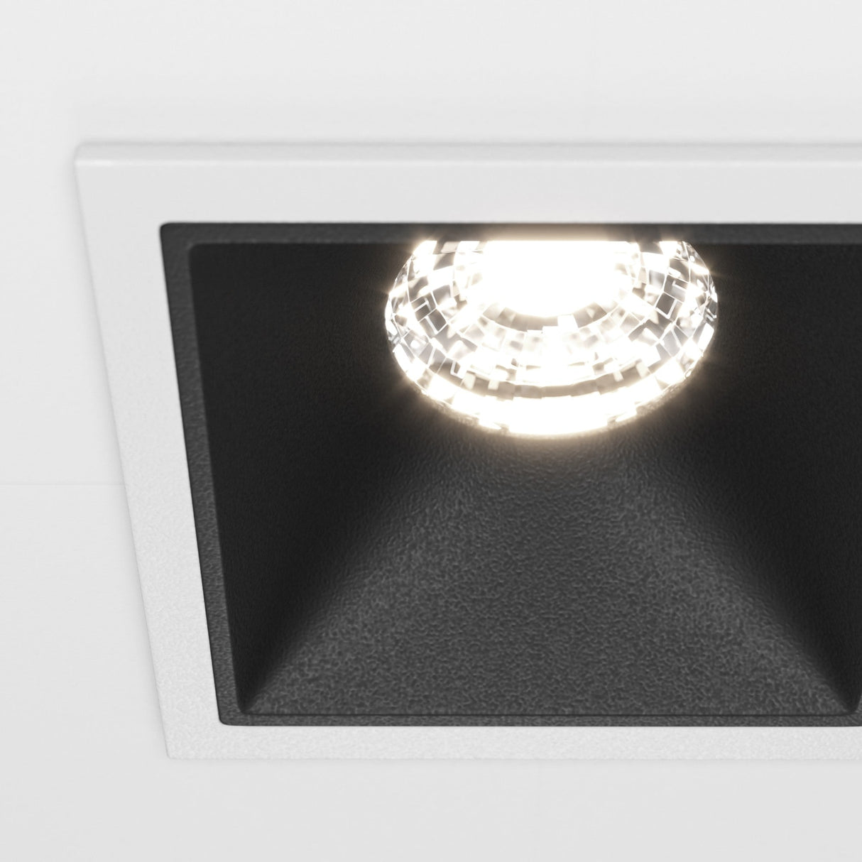 Alfa LED Downlight element in White & Black, square recessed with fixed mounting for modern decor