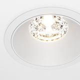 Close-up of the Alfa LED fixed round recessed downlight in white, perfect for soft, focused lighting