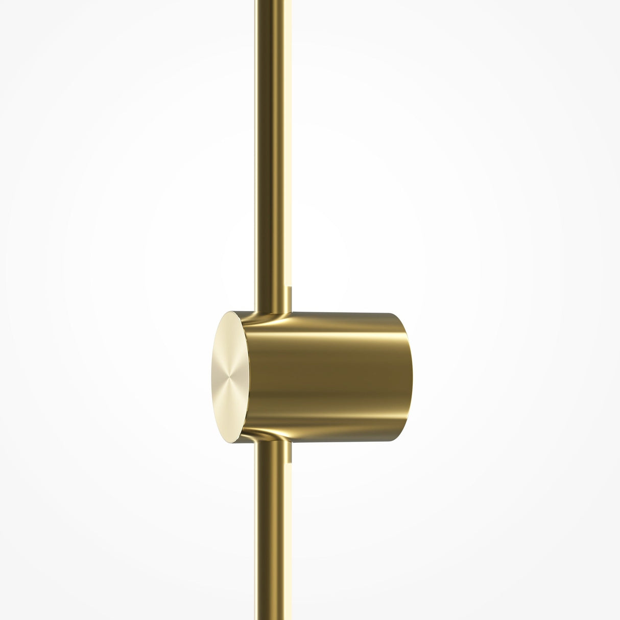 Close-up of a cylindrical connector joining two Light Stick LED Wall Light 10W 3000K brass rods at a right angle against a plain white background.