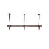 Rama Iron Wall Hooks in grey, a row of three hooks on a flat iron bar with ball finials and screw holes at each end, shown on a plain white background.