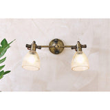Rarni 2 Light Glass Wall Light - Antique Brass