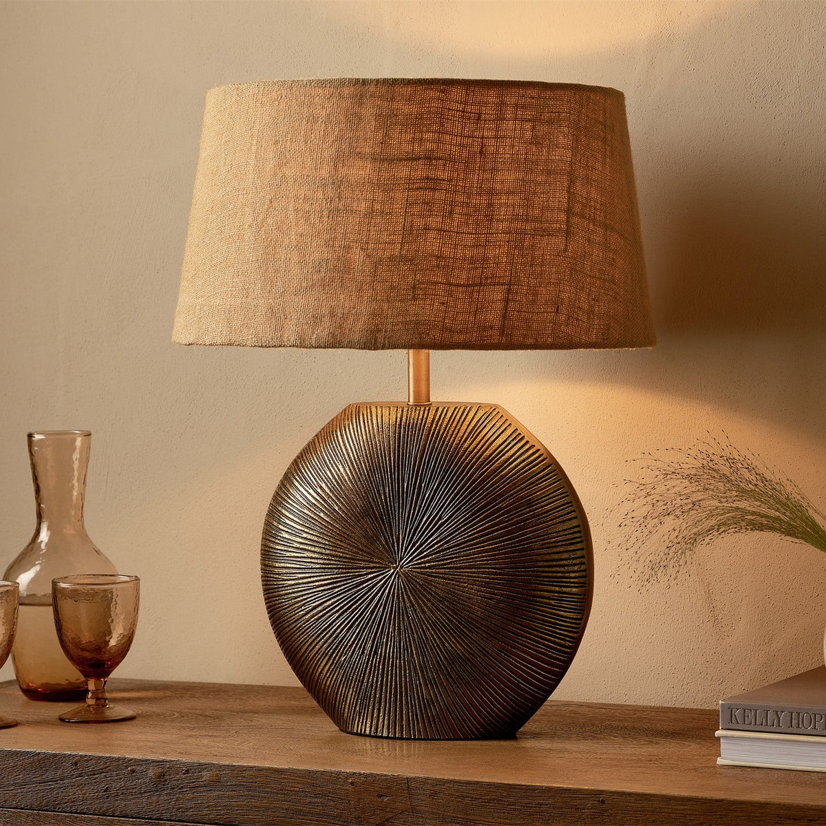 Ramvas Etched Table Lamp Base - Antique Brass