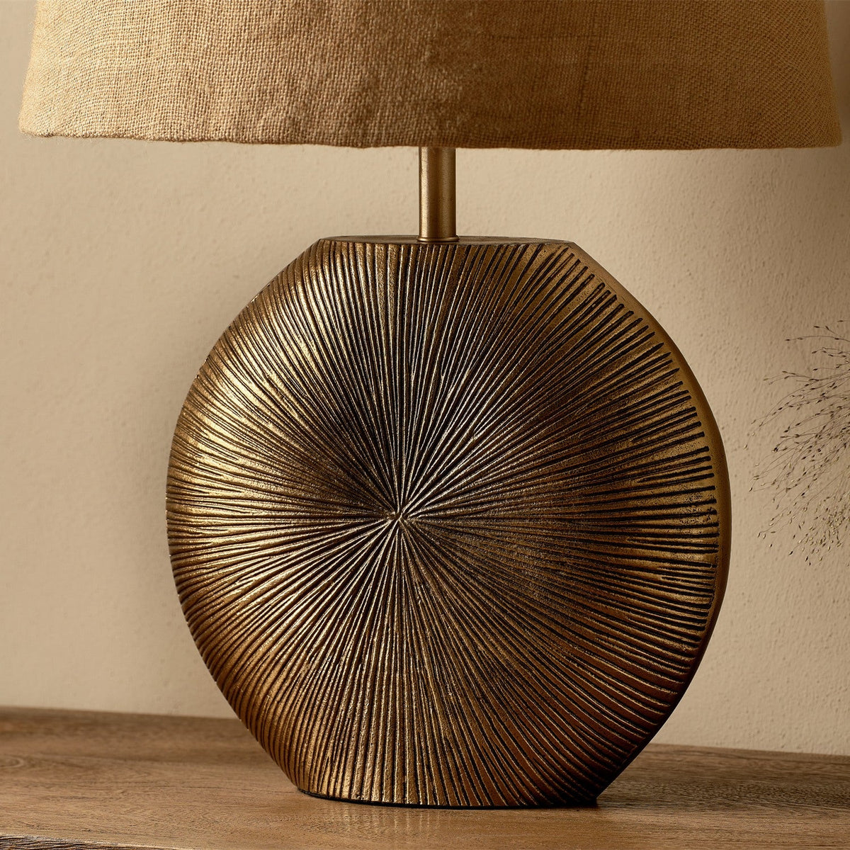 Ramvas Etched Table Lamp Base - Antique Brass