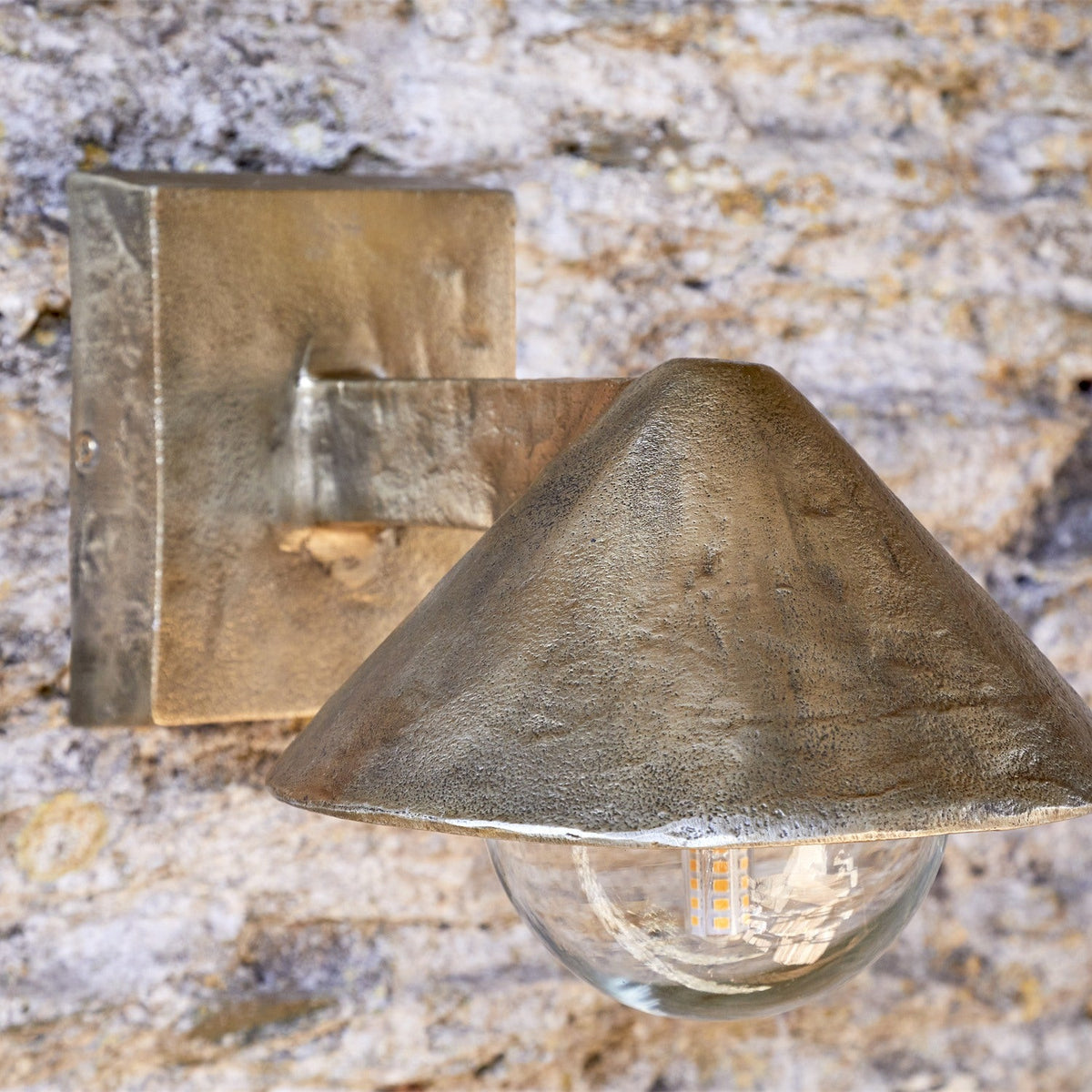 Rhya Aluminium Outdoor Wall Light - Antique Brass