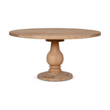 Laya Large Round Carved Mango Wood Dining Table - Natural