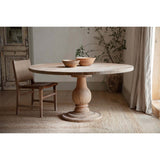 Laya Large Round Carved Mango Wood Dining Table - Natural