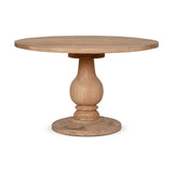 Laya Small Round Carved Mango Wood Dining Table - Natural