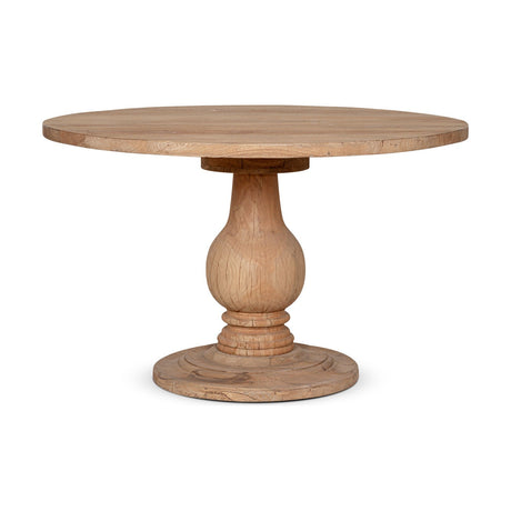 Laya Small Round Carved Mango Wood Dining Table - Natural