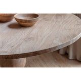 Laya Small Round Carved Mango Wood Dining Table - Natural