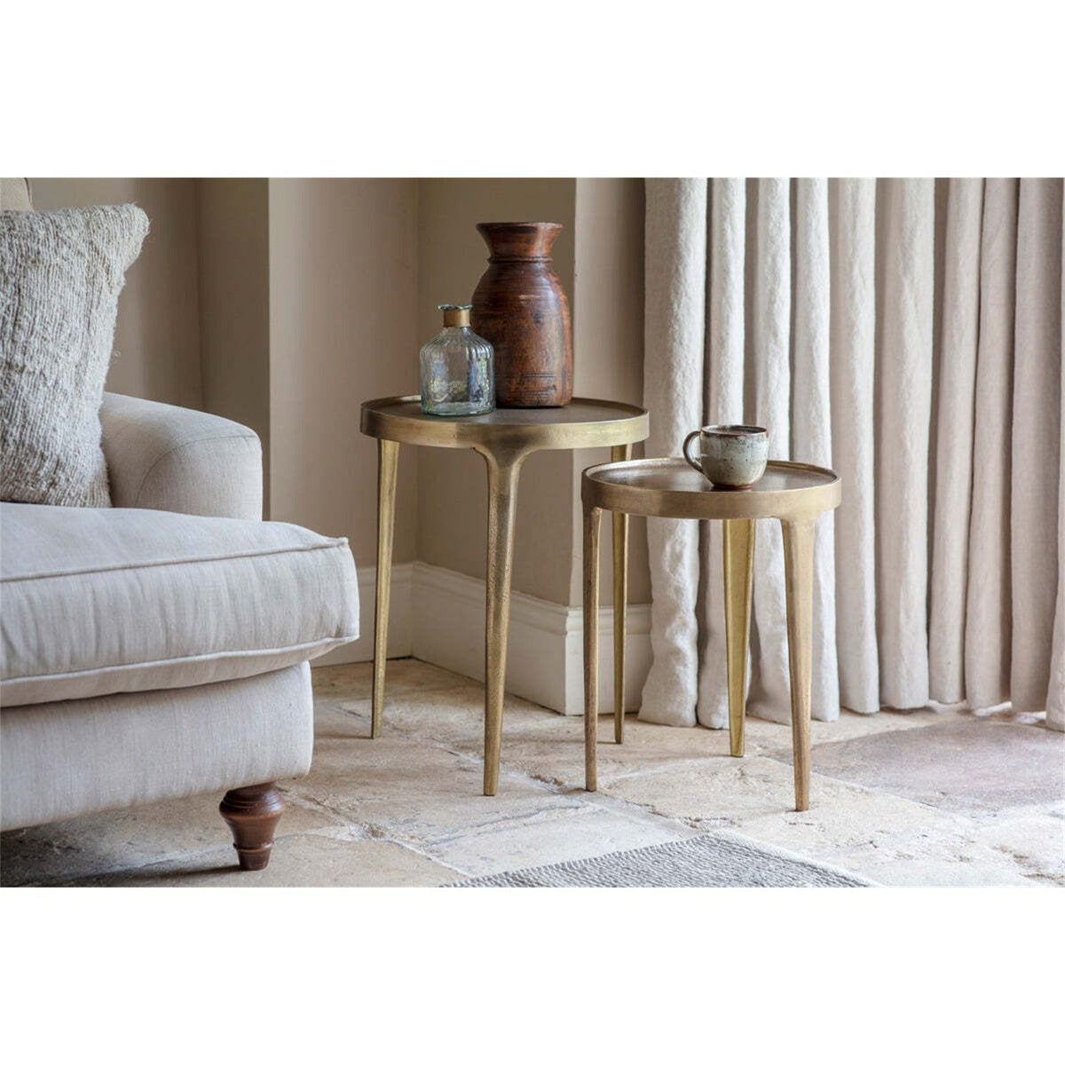 Rohia Small Cast Metal Side Table - Brass