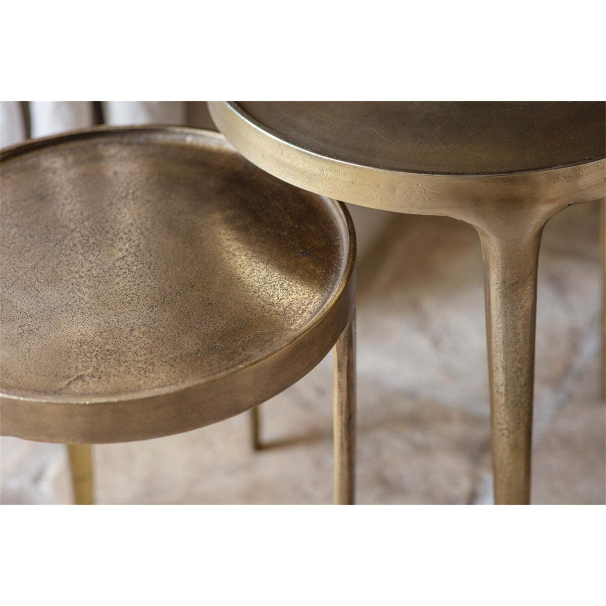 Rohia Large Round Cast Aluminium Side Table - Brass
