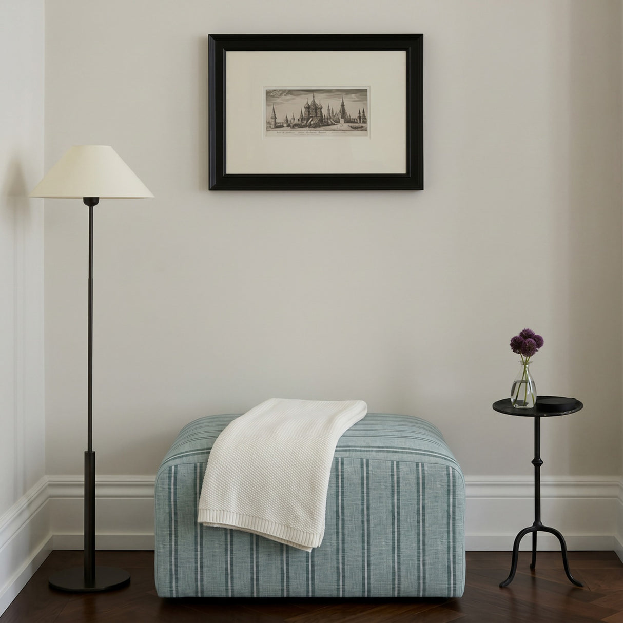 Ryder Footstool - Grey Thick Stripe