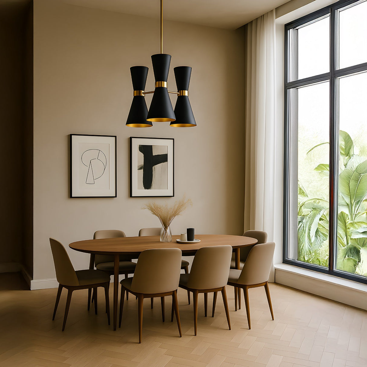 Ramses 3 Light Chandelier - Black