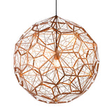The Rango Acid Large Pendant Light - Copper features a geometric wireframe sphere design, ideal for contemporary interiors and providing a warm glow from its central bulb.