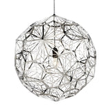 The Rango Acid Large Pendant Light - Silver showcases modern sophistication with its spherical, open geometric silver frame and a visible central bulb elegantly suspended inside.
