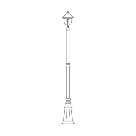 Volute Copper Top Outdoor Lamp Post 256cm, a tall traditional single-light post light with lantern-style glazed top and cast plinth base, shown on a plain white background.