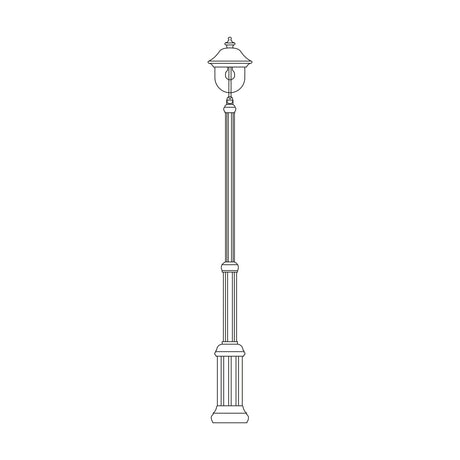 Line drawing of the Volute outdoor lamp post, a tall fluted column with a decorative base and single lantern-style head, shown on a plain white background.