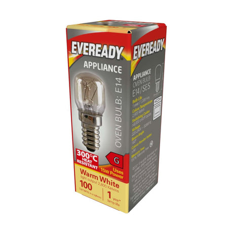E14 (SES) Oven Bulb 15W 100lm - Warm White 2800K retail pack