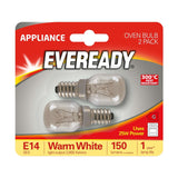 E14 (SES) Oven Bulb 25W 150lm - Warm White 2800K, 2 Pack retail pack